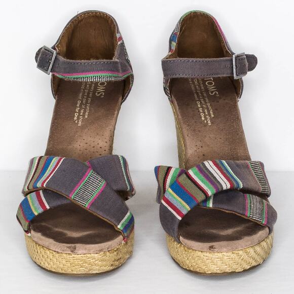 TOMS Sandals Wedge Platform Heels Espadrille Coastal Grandma Boho Preppy Retro 8 - Picture 3 of 6